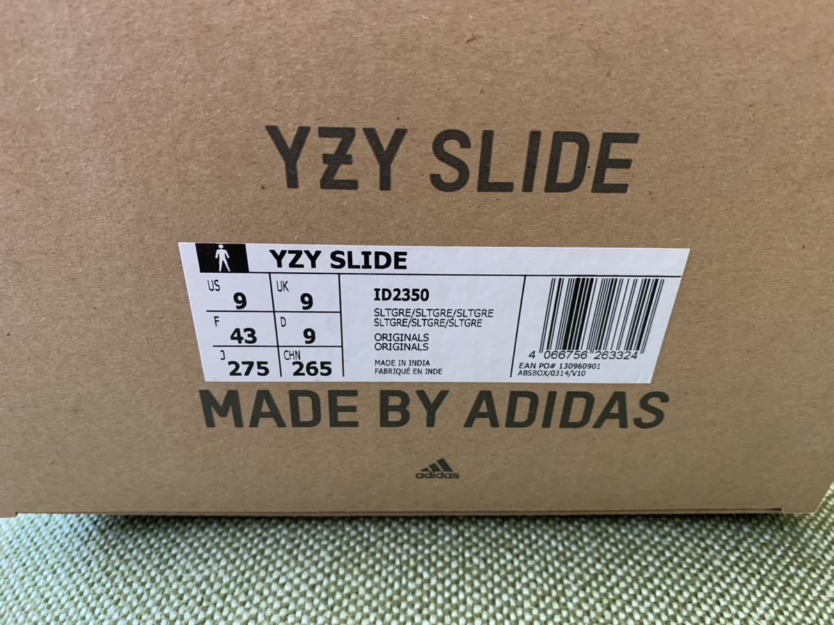 新品 27 5cm US9 adidas YEEZY SLIDE SLATE GREY ID2350 originals
