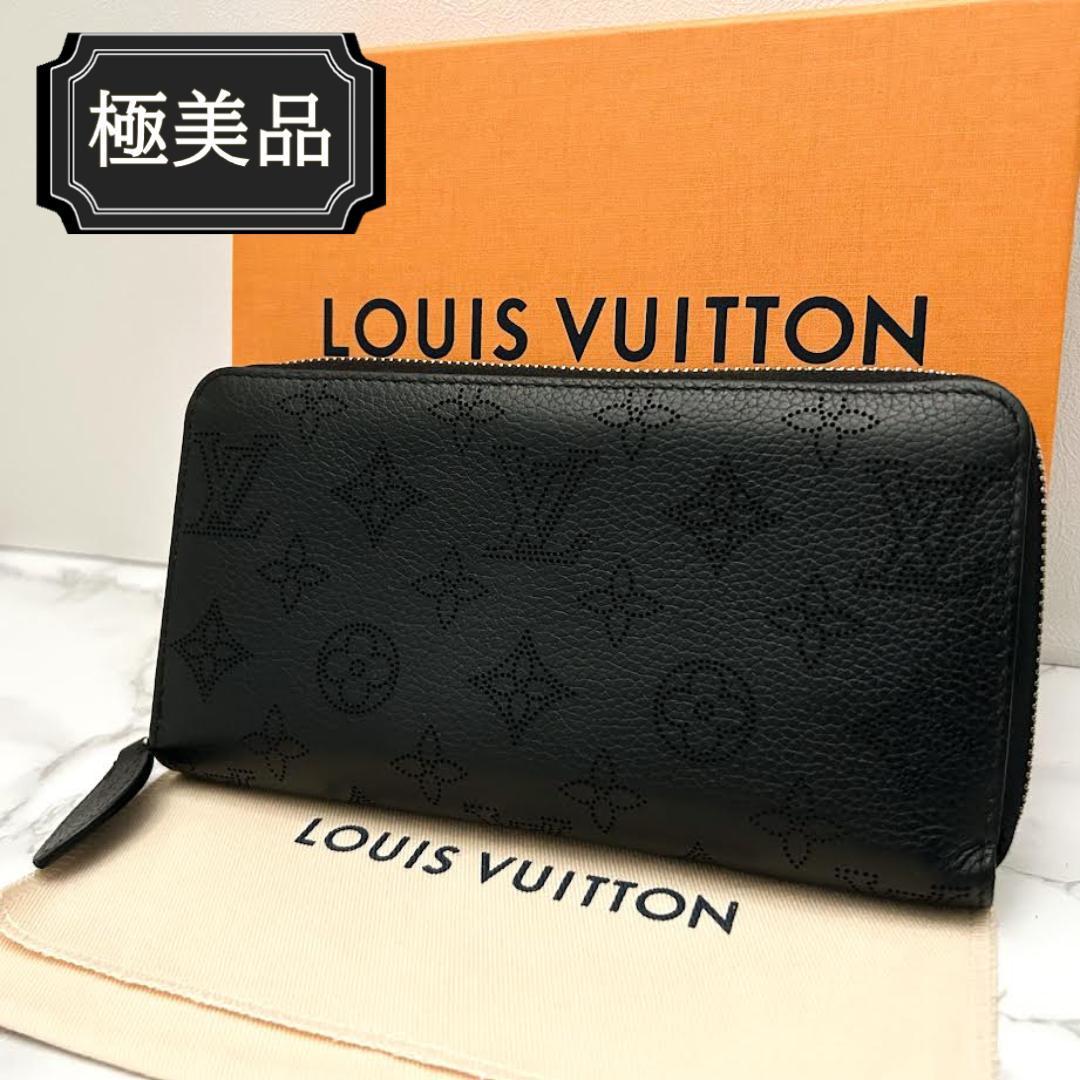 極美品】LOUIS VUITTON マヒナ 長財布 ラウンドファスナー 黒-