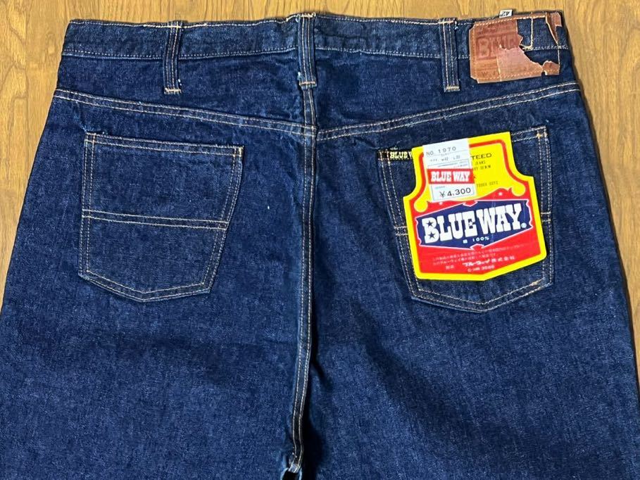 【新品】BLUE WAY デッドストック デニムパンツ/ｗ42/ｗ98/ブルーウェイ/昭和レトロ/ヴィンテージ/フレアジーンズ/インディゴデニム未洗い_画像1