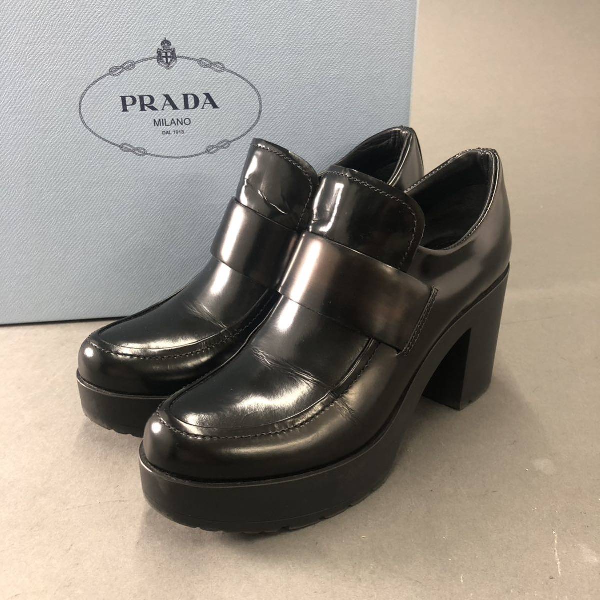 いラインアップ PRADA 4h2 プラダ 革靴 レディース ブラック 24.0cm