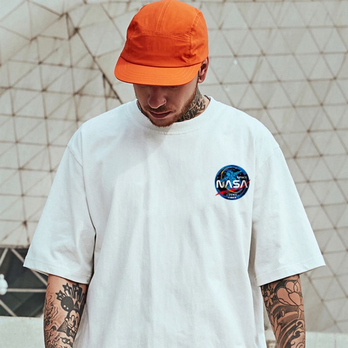 オーバーサイズ　tシャツ　ビッグシルエット　プリント　ストリート　黒　XL 韓国　オルチャン　ダンス　大きめ　ルーズ　NASA 夏