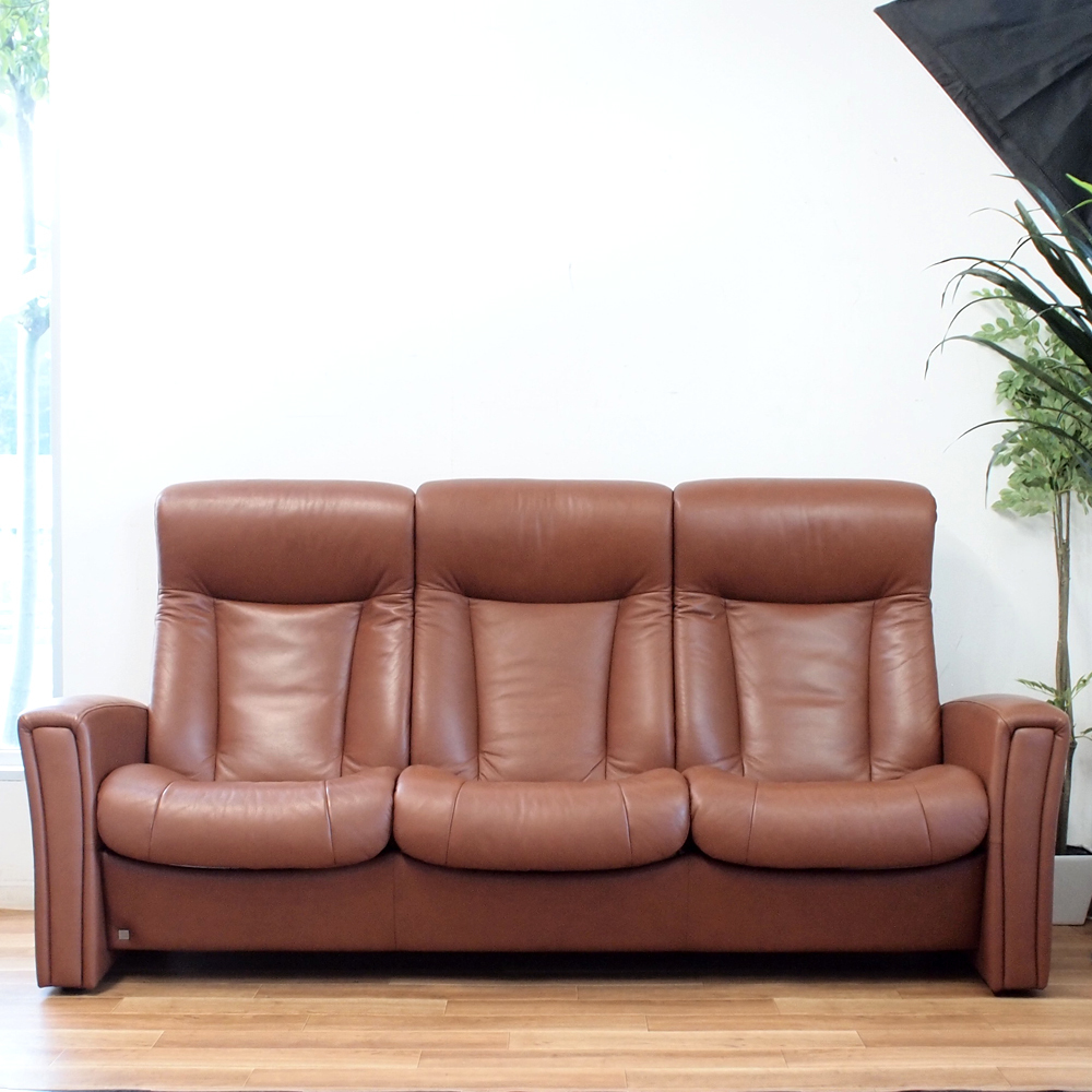 fiyorudo/Fjordsi Area -da/Hjellegjerde original leather reclining sofa Avensis 47 ten thousand 3 seater . Northern Europe furniture search / Symons eko -nes