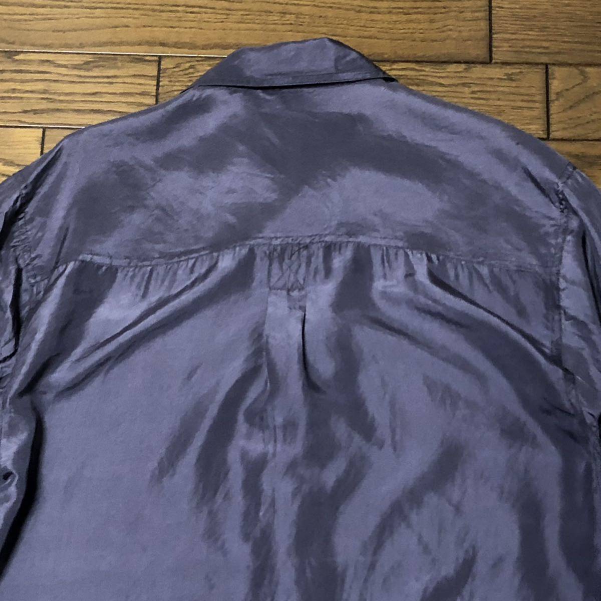【送料無料】PURE SILKシルク100%長袖シャツ　グレー　レディースXLサイズ相当　シャツブラウス_画像8