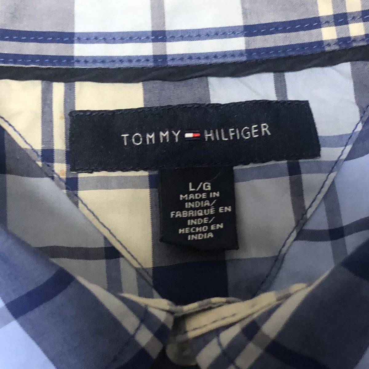 【送料無料】TOMMY HILFIGER長袖シャツ　青チェック柄　メンズLサイズ　トミーヒルフィガー_画像5