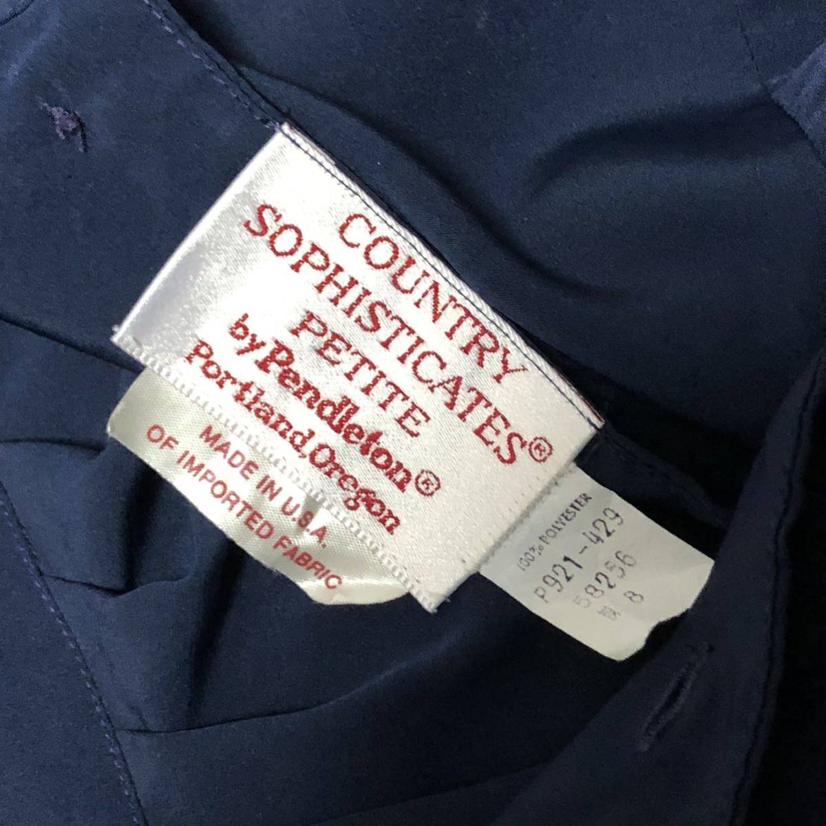 USA製PENDLETON 長袖シャツブラウスネイビー レディース8サイズ USA製PENDLETON 長袖シャツブラウスネイビー レディース8サイズ