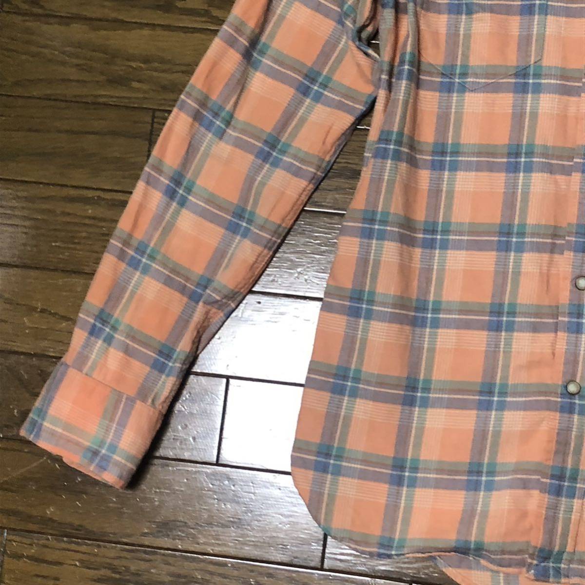 【送料無料】POLO RALPH LAUREN 長袖シャツ　オレンジチェック柄　メンズSサイズ　ポロラルフローレンネルシャツ_画像3