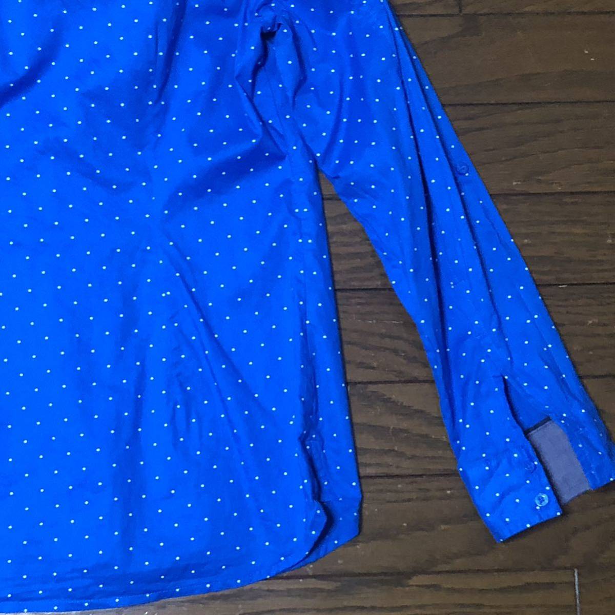 [ free shipping ]TOMMY HILFIGER long sleeve shirt blue white dot pattern lady's M size Tommy Hilfiger polka dot 