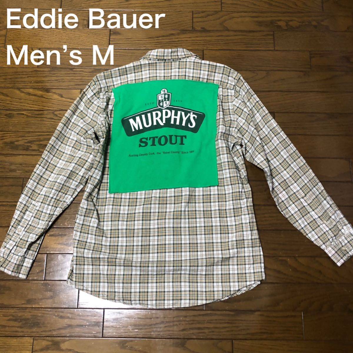 【送料無料】Eddie Bauer 長袖シャツチェック柄　背面柄　メンズMサイズ　エディーバウアー