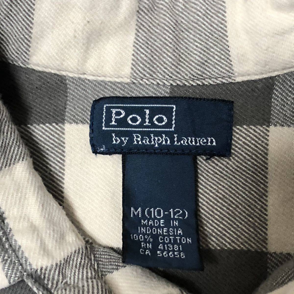 【送料無料】POLO RALPH LAUREN 長袖シャツ　グレーベージュチェック柄　レディースMサイズ　ポロラルフローレンネルシャツ_画像5