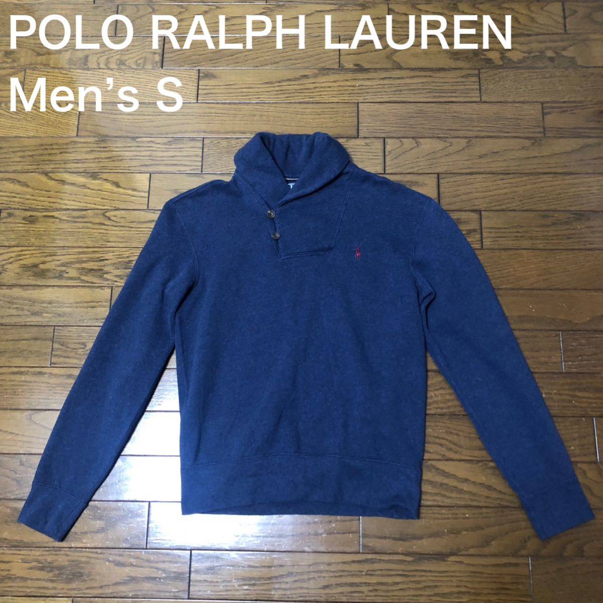 POLO RALPH LAUREN襟付きボタンスウェットネイビー メンズSサイズ ポロ