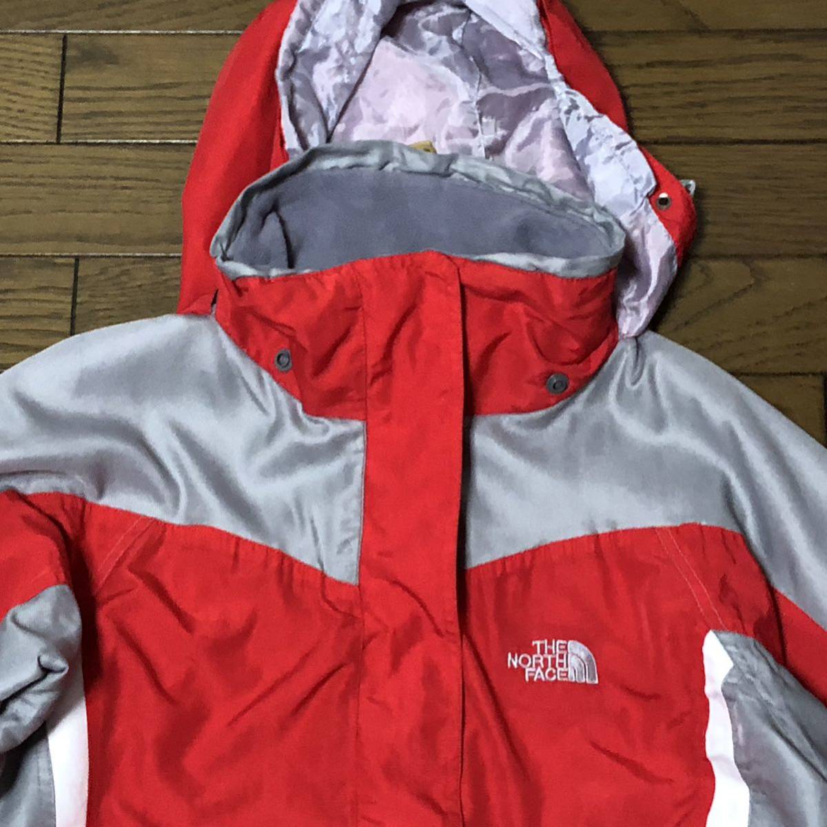 送料無料】THE NORTH FACE SUMMIT SERIESナイロン切り返しジップアップパーカージャケット　赤グレー　メンズMサイズ相当ザノースフェイス