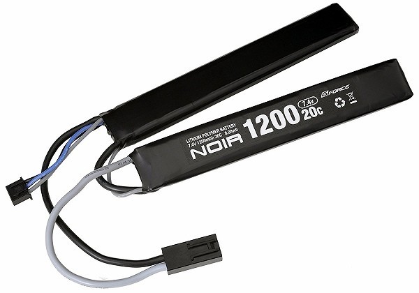 電動ガン用リポバッテリー 充電池 Noir LiPo 7.4V 1200mAh SOPMOD対応 サドルパック ネコポス送料無料の画像1