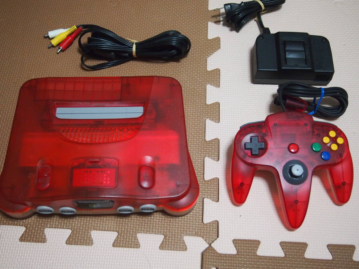 いラインアップ 即決 Nintendo 64 クリアレッド 本体 赤色 N64