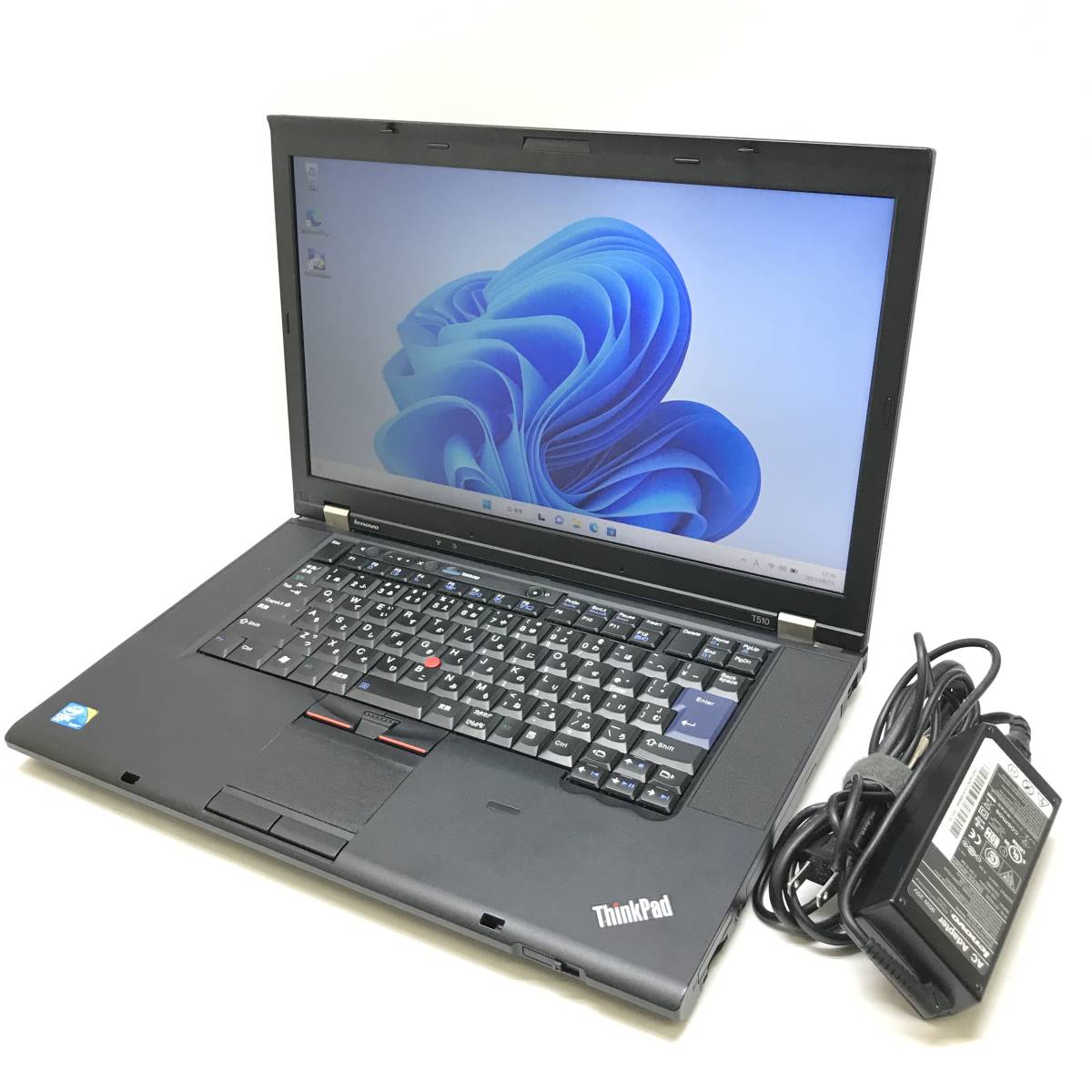 ▲動作品 Lenovo レノボ T510 Think Pad ノートパソコン Core i7 M620 2.67GHz 4.0GB SSD128GB PC Windows11 Pro アダプター付▲ M11217_画像1