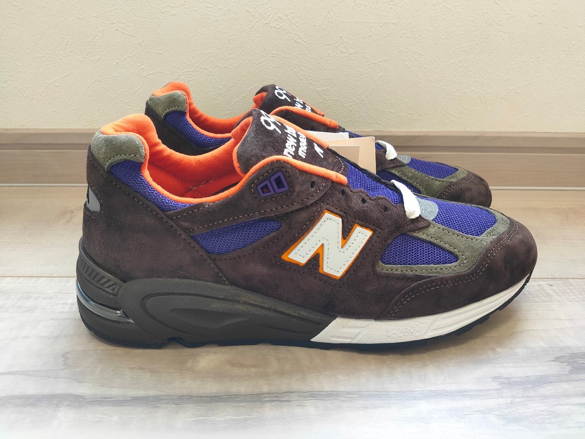 27.5cm 新品 NEW BALANCE ニューバランス M990BR2 茶 こげ茶 990V2 検 991 992 993_画像2