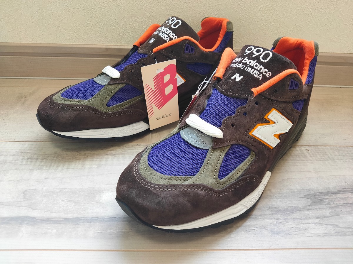 27.5cm 新品 NEW BALANCE ニューバランス M990BR2 茶 こげ茶 990V2 検 991 992 993_画像1