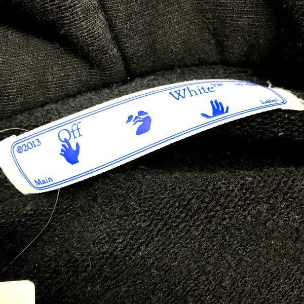 オフ ホワイト CARAVAG GIO PAINTING ストライプ パーカー フーデッド スウェット メンズ XLサイズ ブラック系 OFF-WHITE トップス A1338◆_画像4