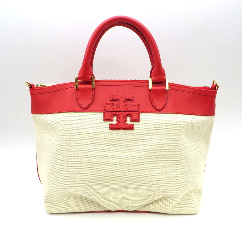 人気カラーの ロゴ BAG かばん 赤 保存袋付き バイカラー トートバッグ