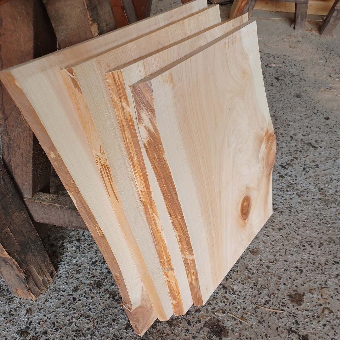 C-1440 　 国産ひのき 　耳付節板 　4枚セット　テーブル 　カウンター　 看板 　一枚板　 桧　 檜　無垢材　 DIY