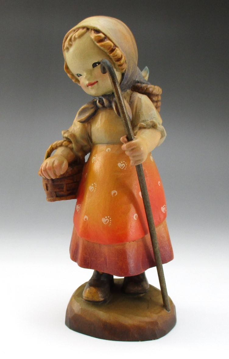 木彫り アンリ人形 籠を背負う少女 FERRANDIZ（ホアン-フェランディス