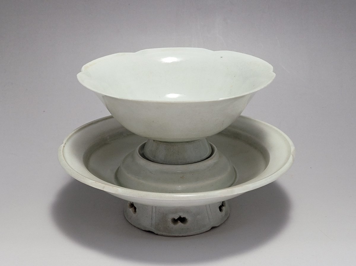 影青白磁茶碗, 茶托時代唐物幅約13.8cm / 盃小碗杯盞小鉢茶道具煎茶