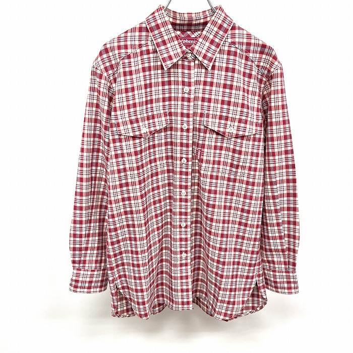 Phoenix phenix наружная рубашка с длинным рукавом проверьте оба грудного клапана кармана в Японии Poly x Cotton M Red Red x Blue x белые дамы