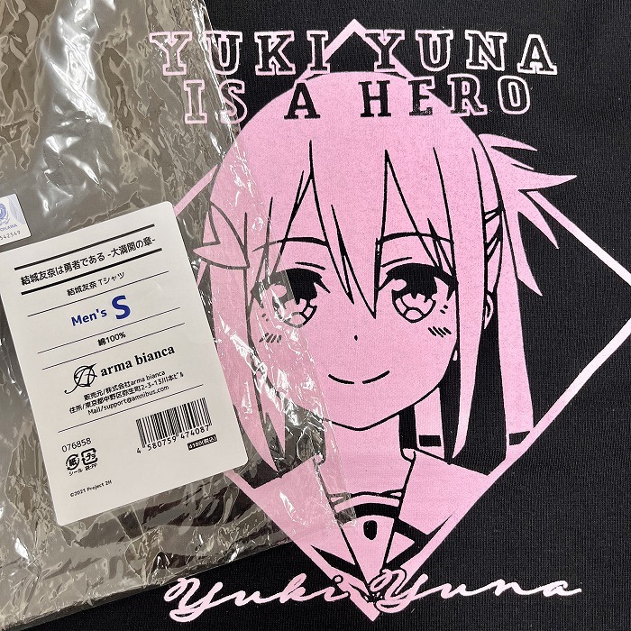 【新品】arma bianca Tシャツ KADOKAWA アニメ 結城友奈は勇者である 大満開の章 ゆうきゆうな 半袖 綿100% S ピンク ピンク×黒 メンズ_画像3