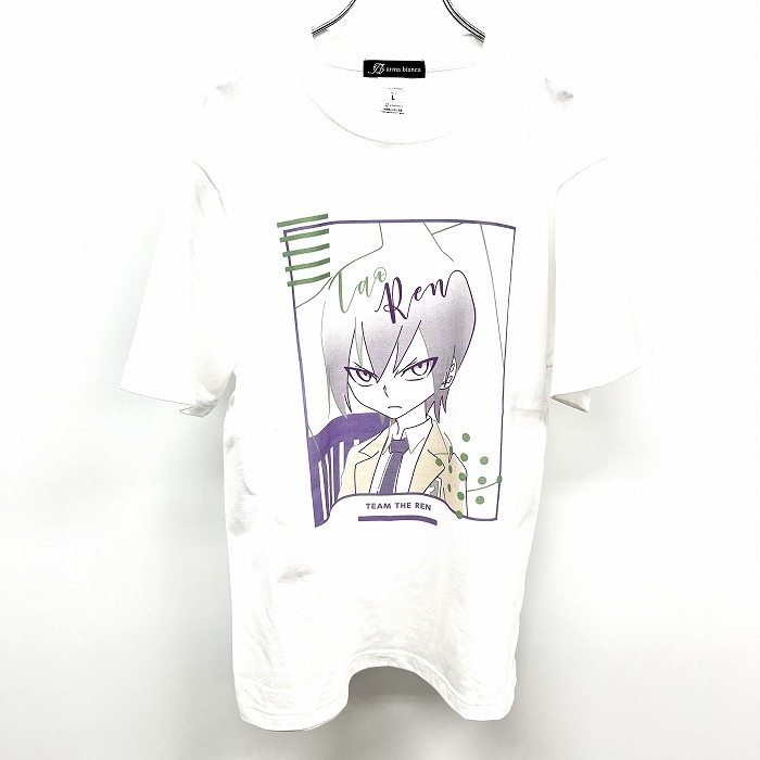 【新品/訳アリ】arma bianca SHAMAN KING シャーマンキング 道蓮 タオレン lette-graph Tシャツ TVアニメ 半袖 丸首 綿100% L 白 メンズ_画像1