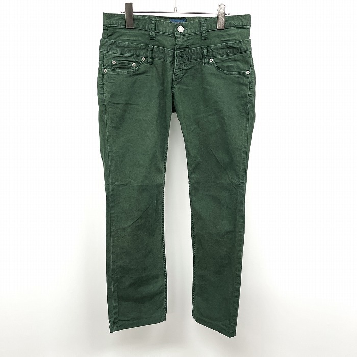 RAGEBLUE Rageblue L men's man pants strut plain Layered manner. waist Zip fly made in Japan cotton × polyurethane green green 