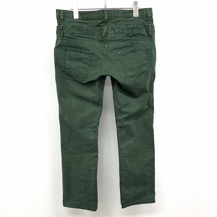 RAGEBLUE Rageblue L men's man pants strut plain Layered manner. waist Zip fly made in Japan cotton × polyurethane green green 