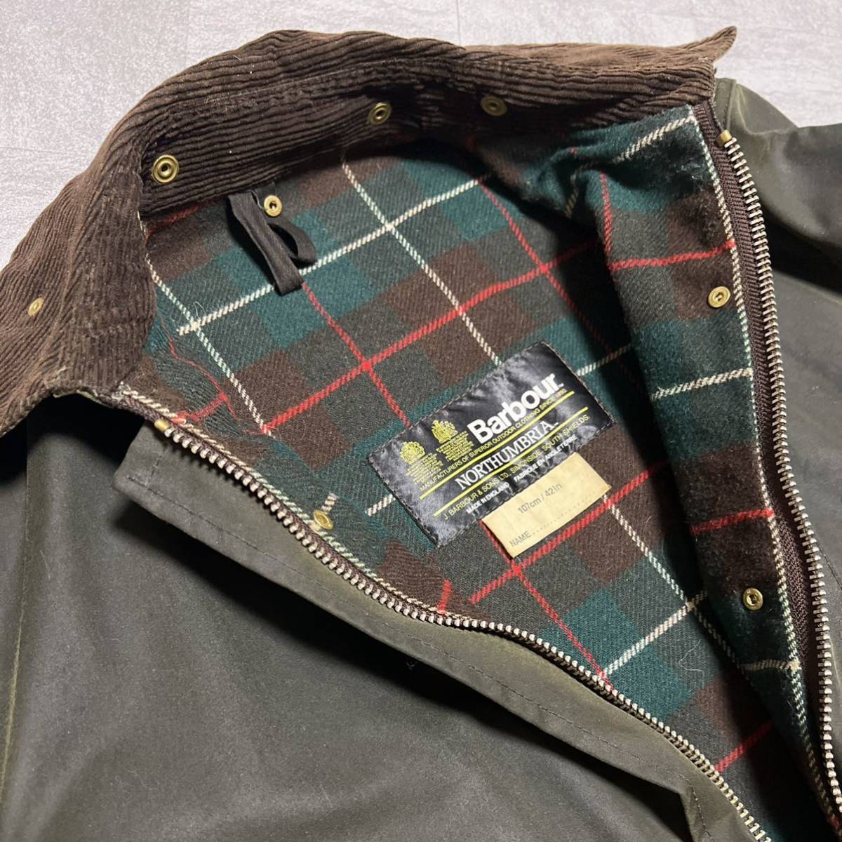 美品/C42/Vintage Barbour NORTHUMBRIA/ビンテージ バブアー ノーザンブリア/2クレスト_画像1