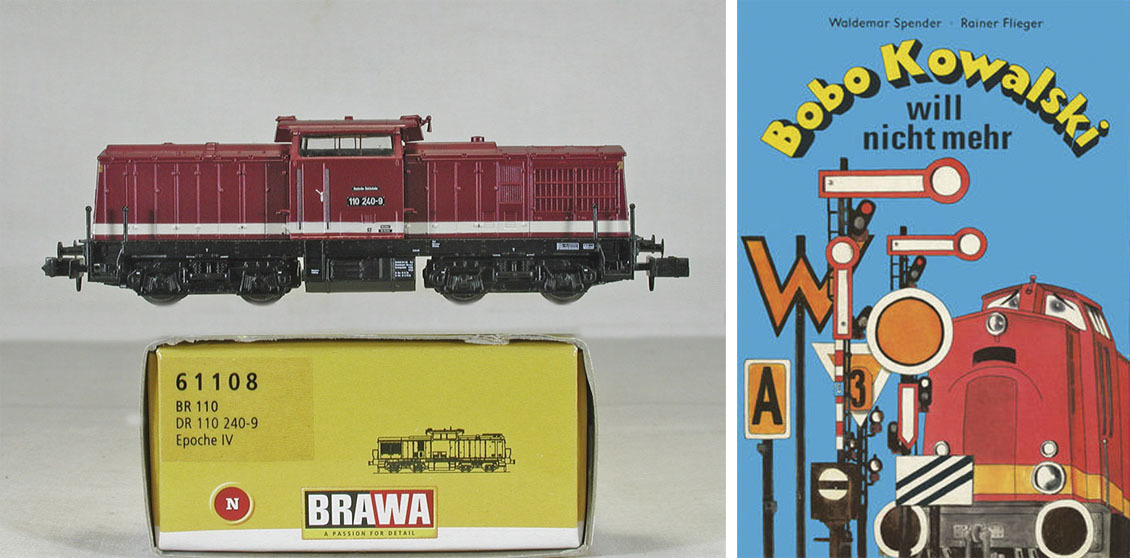 BRAWA #61108 ＤＤＲ（旧東ドイツ国鉄） ＢＲ１１０ ２４０号 ディーゼル機関車（ブラッドレッド）　絵本Bobo Kowalski will nicht mehr 付