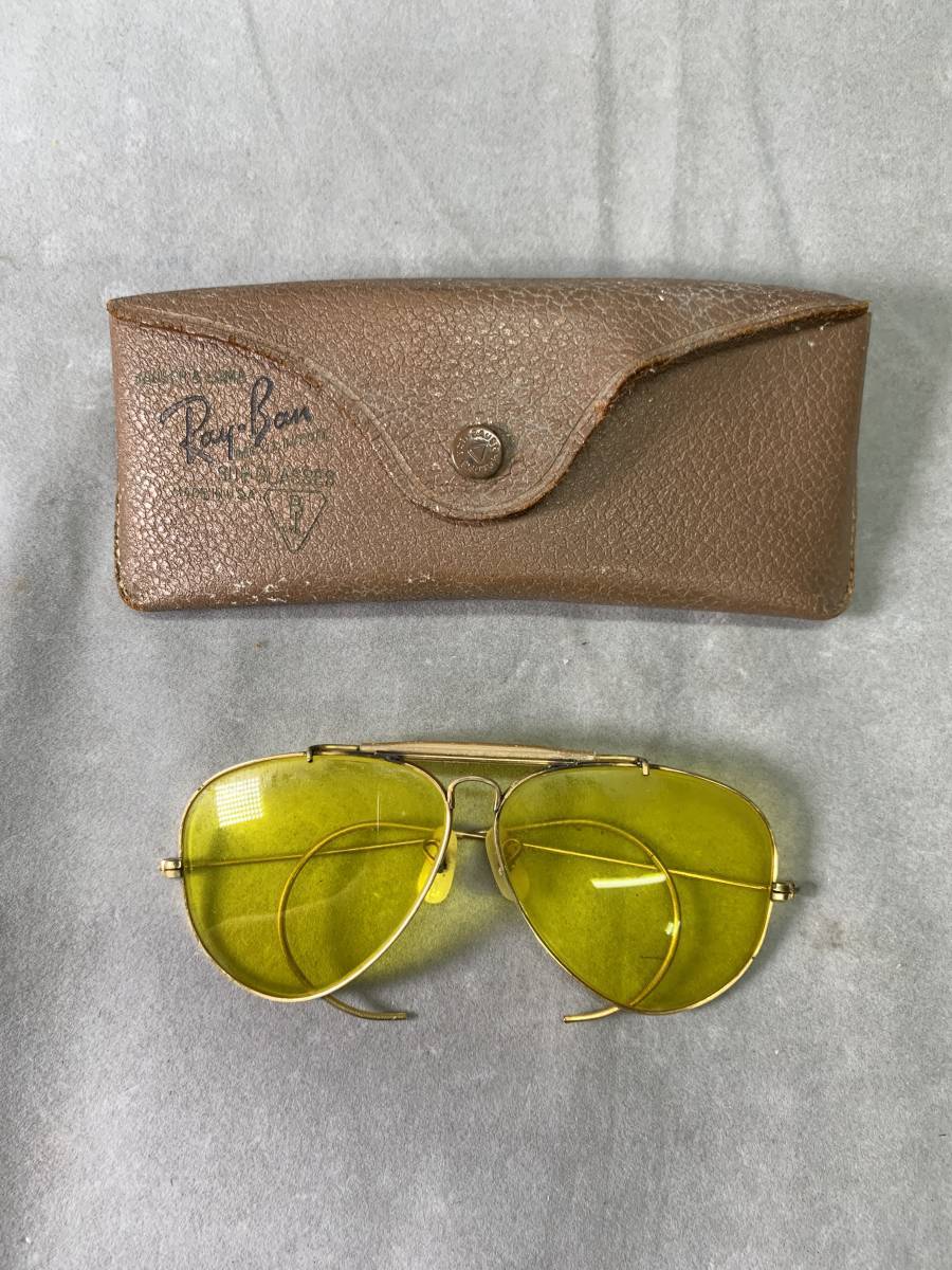 7＃B/1792 古いレイバン B&L RAY-BAN USA ボシュロム イエローｘ金