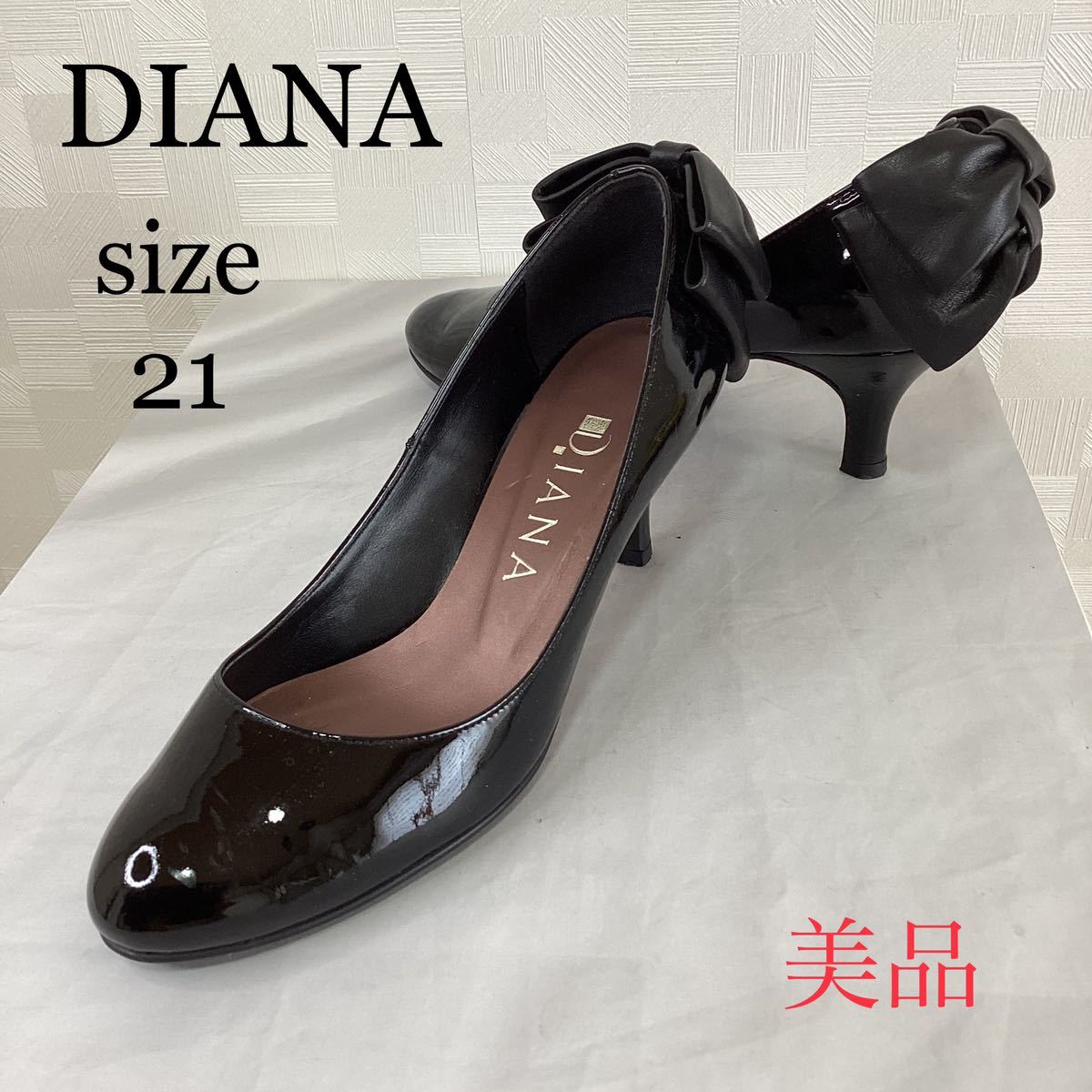 DIANA ダイアナ リボンエナメルパンプス ブラック｜PayPayフリマ