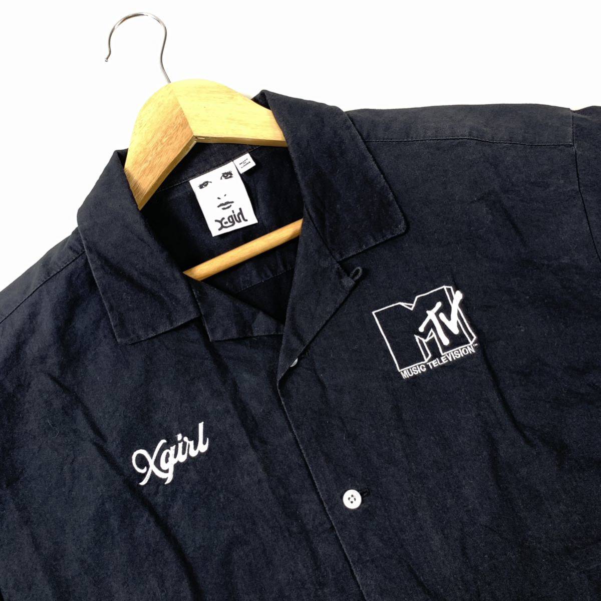 X-girl X-girl short sleeves shirt black embroidery 2 YS532