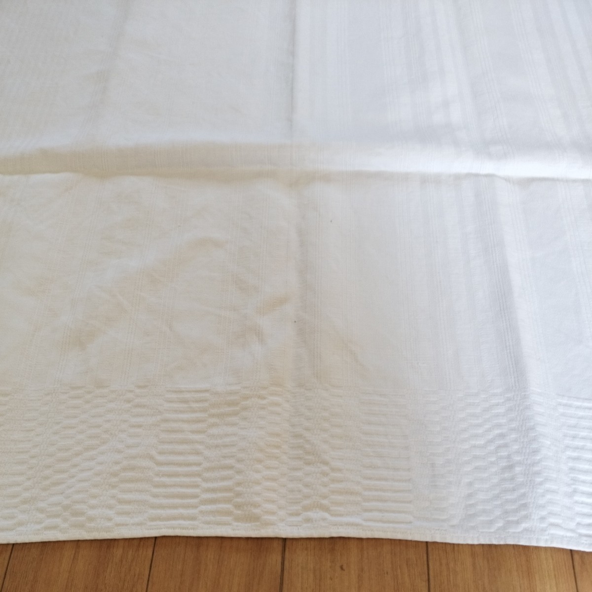 ダマスクリネンテキスタイル ヨーロッパセミアンティーク リネン100% テーブルクロス、掛布 手織布 ホワイト_画像2