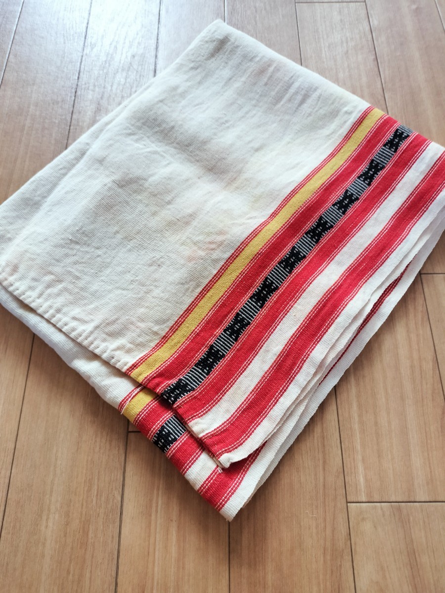 フィリピンのテキスタイル インテリアファブリック コットン100% セミアンティーク アジアの手織り布 ビンテージ タペストリー