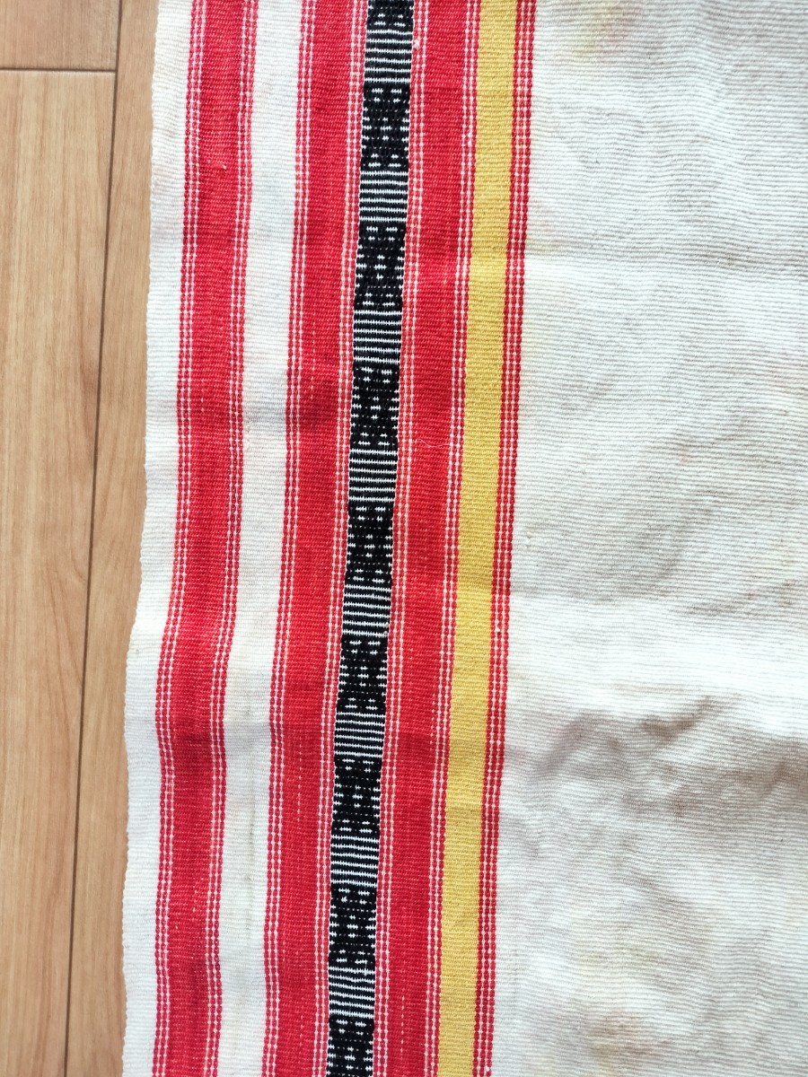 フィリピンのテキスタイル インテリアファブリック コットン100% セミアンティーク アジアの手織り布 ビンテージ タペストリー_画像4