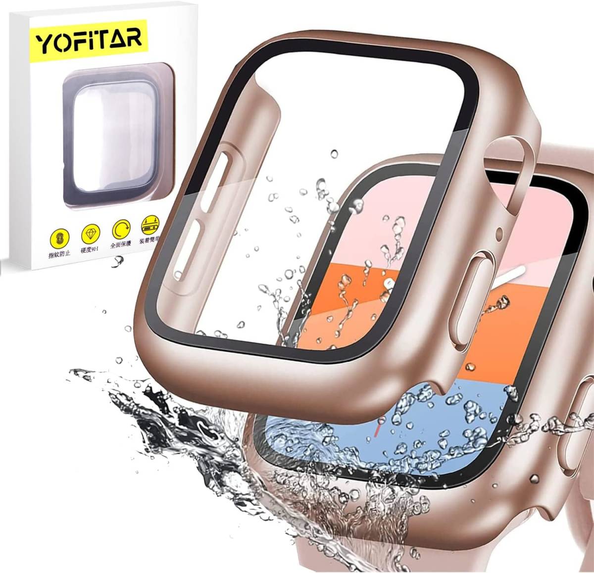 YOFITAR for Apple Watch 用 防水ケース series6/SE/5/4 40mm アップルウォッチ保護カバー ガラスフィルム 衝撃吸収 シルバー_画像1