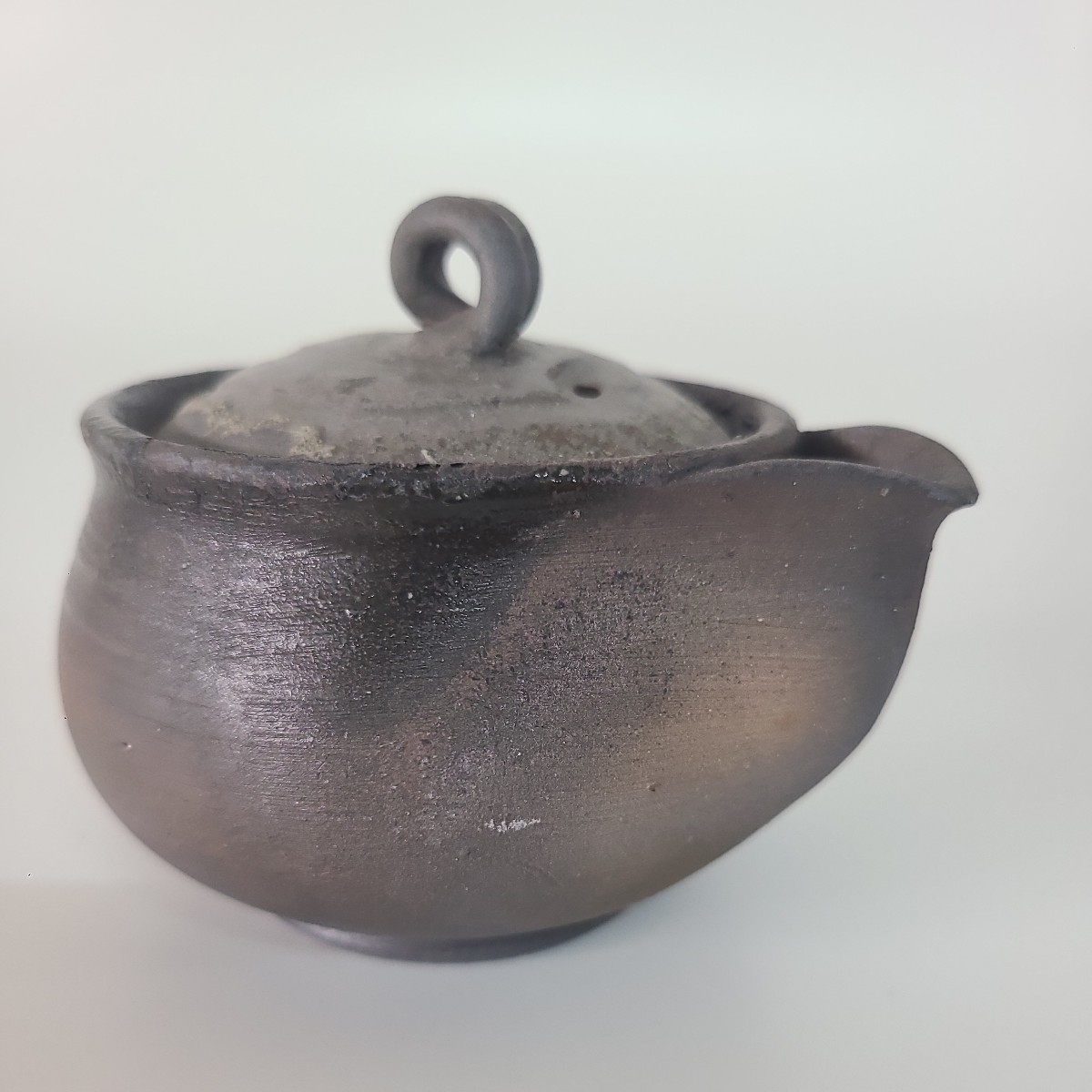 to41). bin unused Ono wide person inspection : small teapot Bizen . Yakishime 