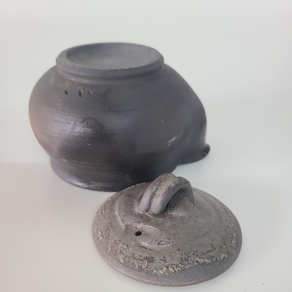 to41). bin unused Ono wide person inspection : small teapot Bizen . Yakishime 