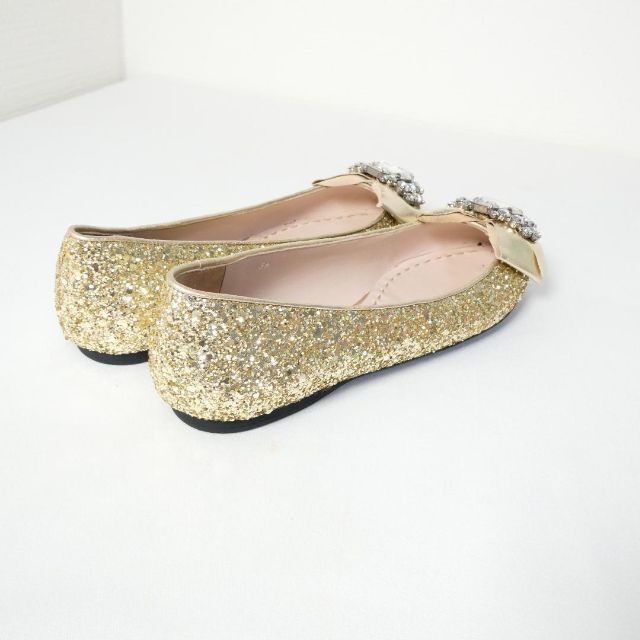  unused MIUMIU MiuMiu size 36 approximately 23. Gold color Flat pumps ballet shoes g Ritter biju- rhinestone ....