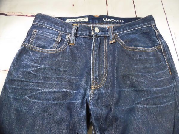 ie-720 # GAP STRAIGHT # мужской джинсы синий размер 30×32 Gap1969 джинсы есть перевод 