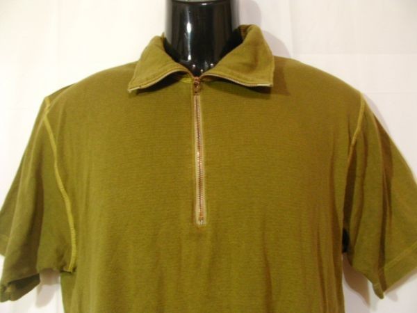 ssy864 TARRAGON メンズ 半袖 Tシャツ カットソー カーキ ■ ハーフジップ ■ 無地 ストレッチ素材 カジュアルトップス Freeサイズ_画像2