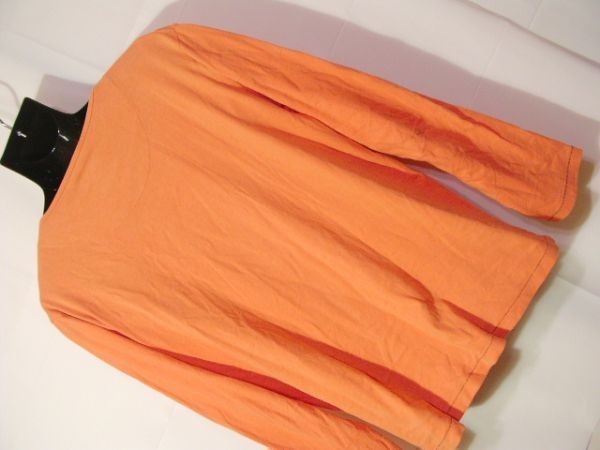 ssy805 THINK PINK メンズ 長袖 Tシャツ オレンジ ■ フロントプリント ■ カジュアル カットソー 綿100％ XLサイズ 訳アリ_画像10
