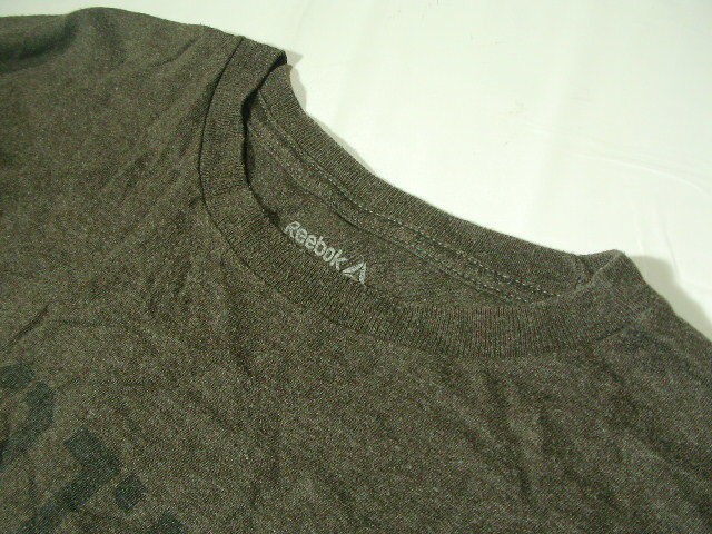 ssy5489 Reebok 半袖 Tシャツ ダークブラウン系 ■ フロント 袖 プリント ■ クルーネック 大きいサイズ 2XL リーボック_画像3