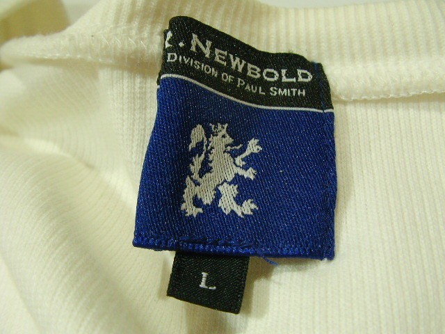 ssy5671 R.NEWBOLD 半袖 カットソー Tシャツ ホワイト系 ■ リブニット ■ Vネック ワンポイント刺しゅう 無地 ストレッチ Lサイズ_画像8