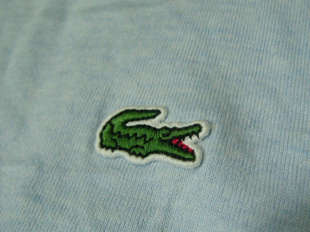 ssy5639 LACOSTE 半袖 Tシャツ サックスブルー ■ ミニワッペン ■ スリムフィット 無地 クルーネック Mサイズ ラコステ_画像3