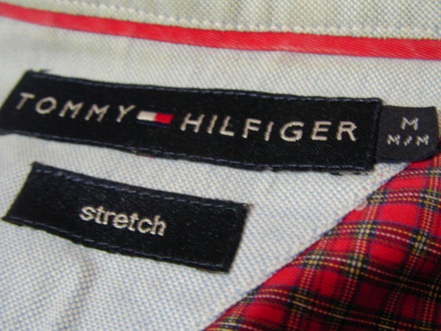 ssy4318 TOMMY HILFIGER トミーヒルフィガー 長袖 コットンシャツ レッド系 ■ チェック柄 ■ オーバーサイズ ストレッチ Mサイズ_画像8