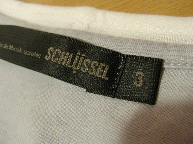 ssy4378 SCHLUSSEL ■ レイヤード カットソー ■ Tシャツ ホワイト×グレー サイドに紐 無地 薄手 カジュアル サイズ3 L_画像8